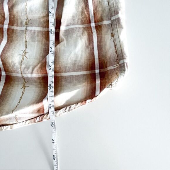 Panhandle Slim Roughstock Shirt Western Button Up Brown Plaid Mens L Barbed Wire - Picture 8 of 11